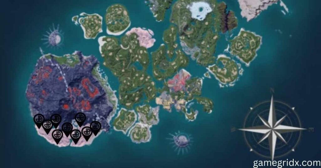 All island Cave and Dungeon locations on Marsh Island and Eastern Wind Island