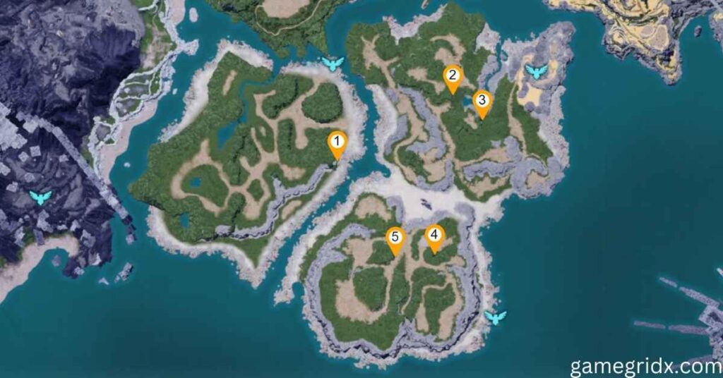 All island Cave and Dungeon locations on the Forgotten Island and Ice Wind Island  