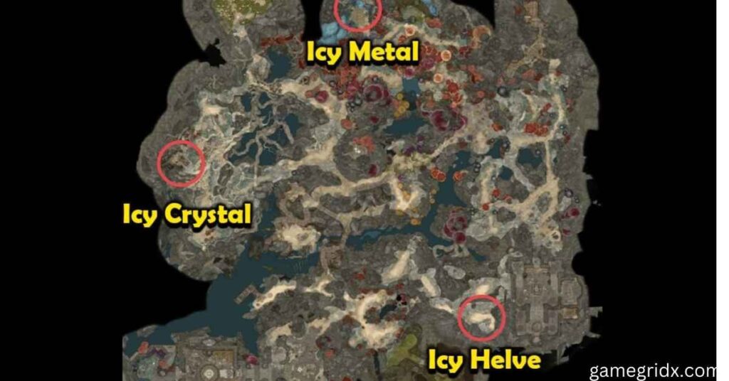 Where to find the Icy Crystal, Icy Metal, and Icy Helve